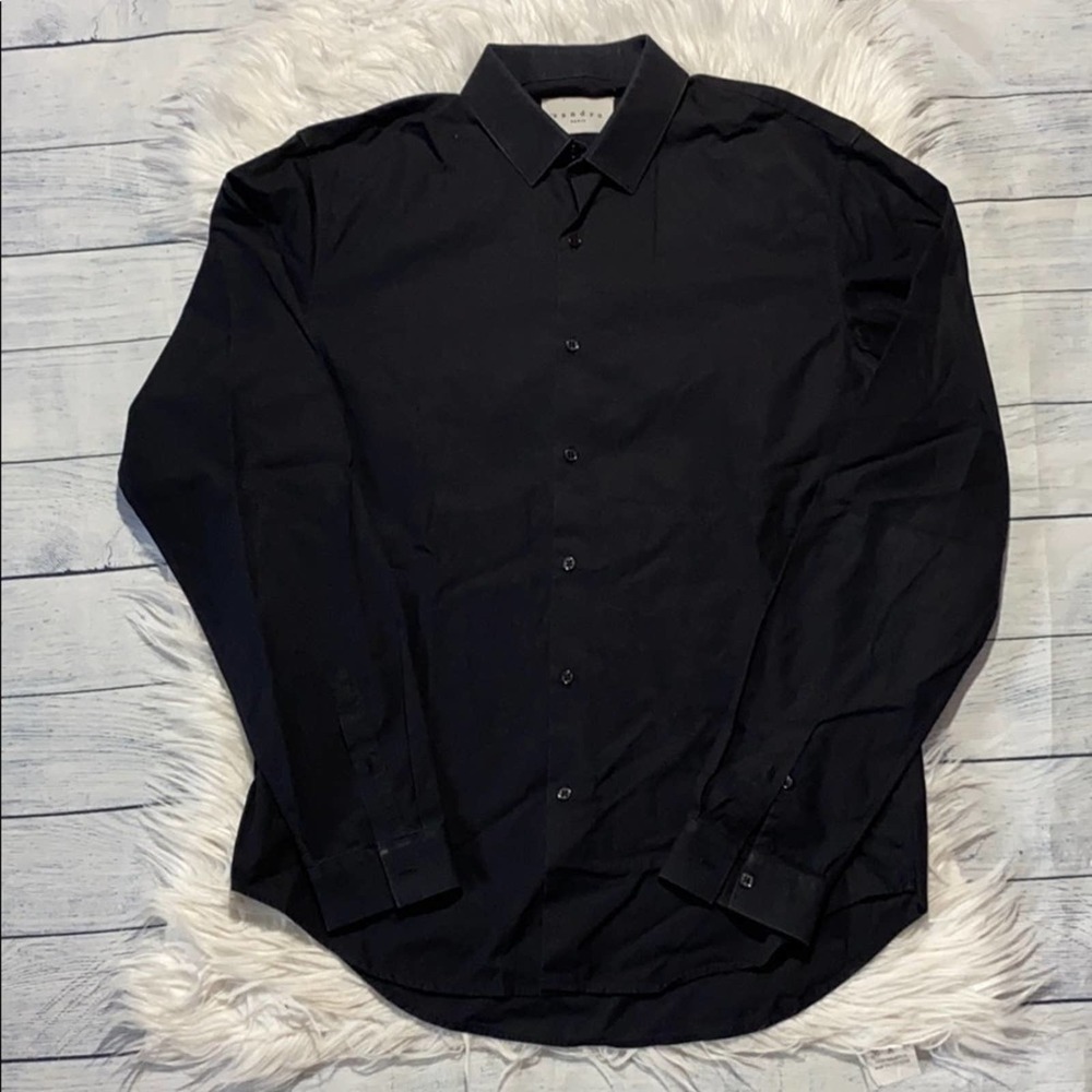SOLD! Men’s Sandro Black Long Sleeve Dress Shirt - Picture 1 of 6